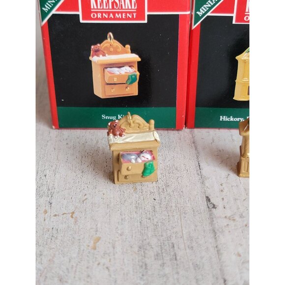 Hallmark miniature clock mouse kitty variety xmas ornament set mice - Picture 2 of 5